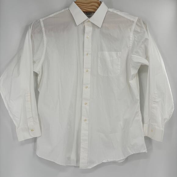 Brooks Brothers 18 -36 Solid White Long Sleeve Button Up Slim Fit Dress Shirt - Picture 4 of 5
